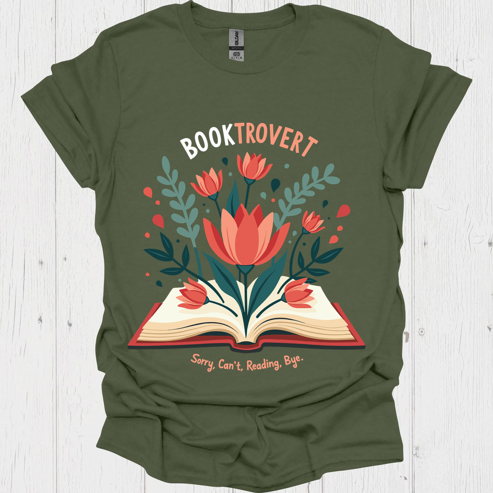 Booktrovert Bloom From Pages V2b - Heather Military Green