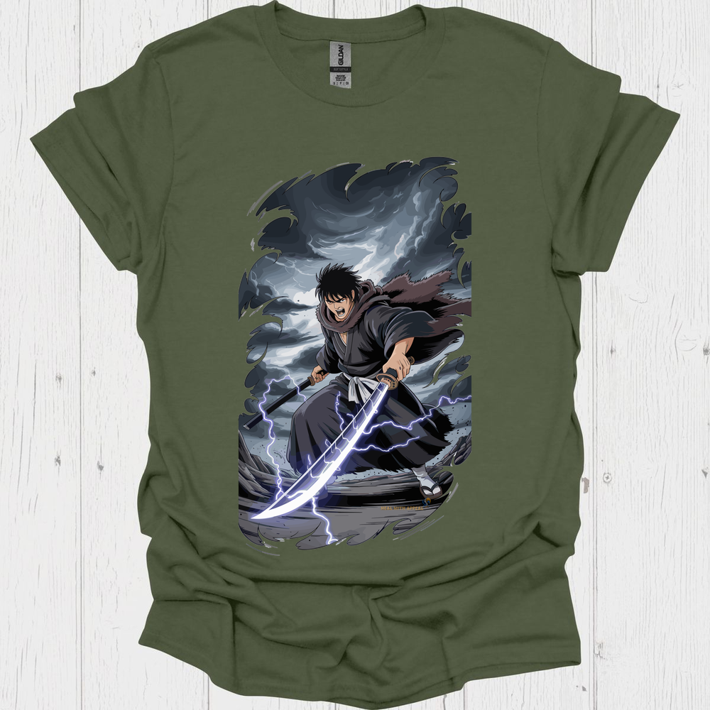 Anime Warrior T Shirt V8 - Heather Military Green