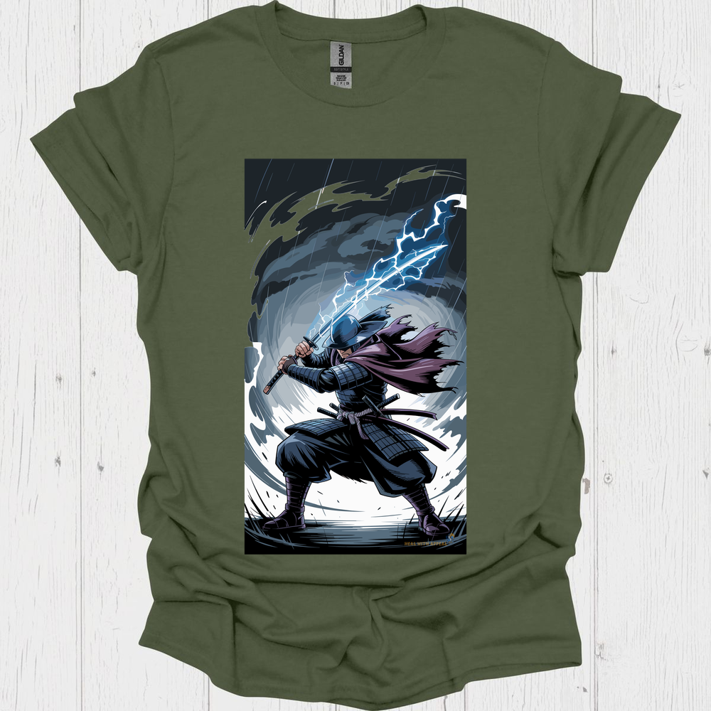 Anime Warrior T Shirt V10 - Heather Military Green