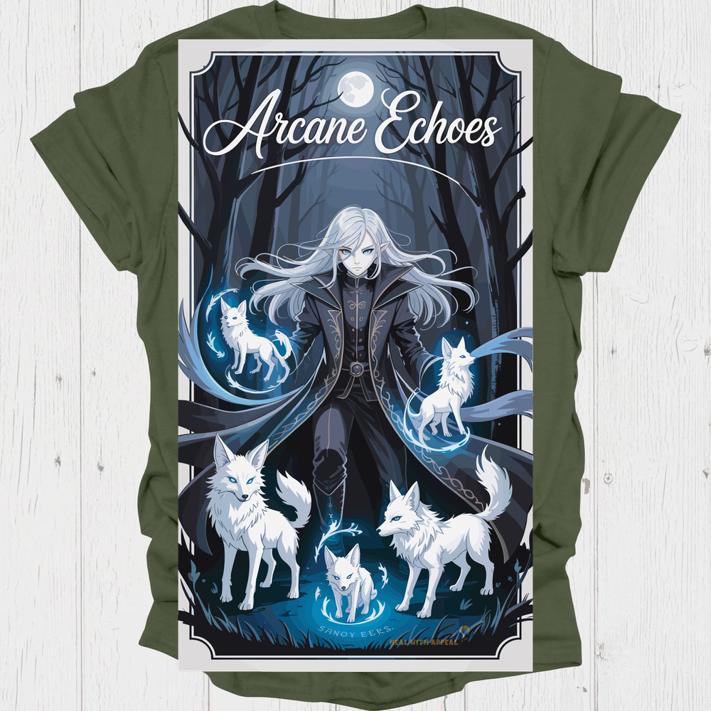 Dark Female Anime T Shirt V1 - Heather Military Green
