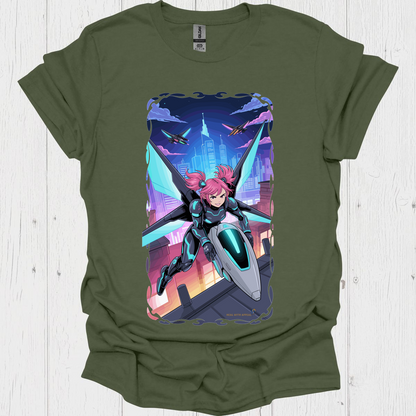 Punk Anime Unisex T Shirt V7 - Heather Military Green