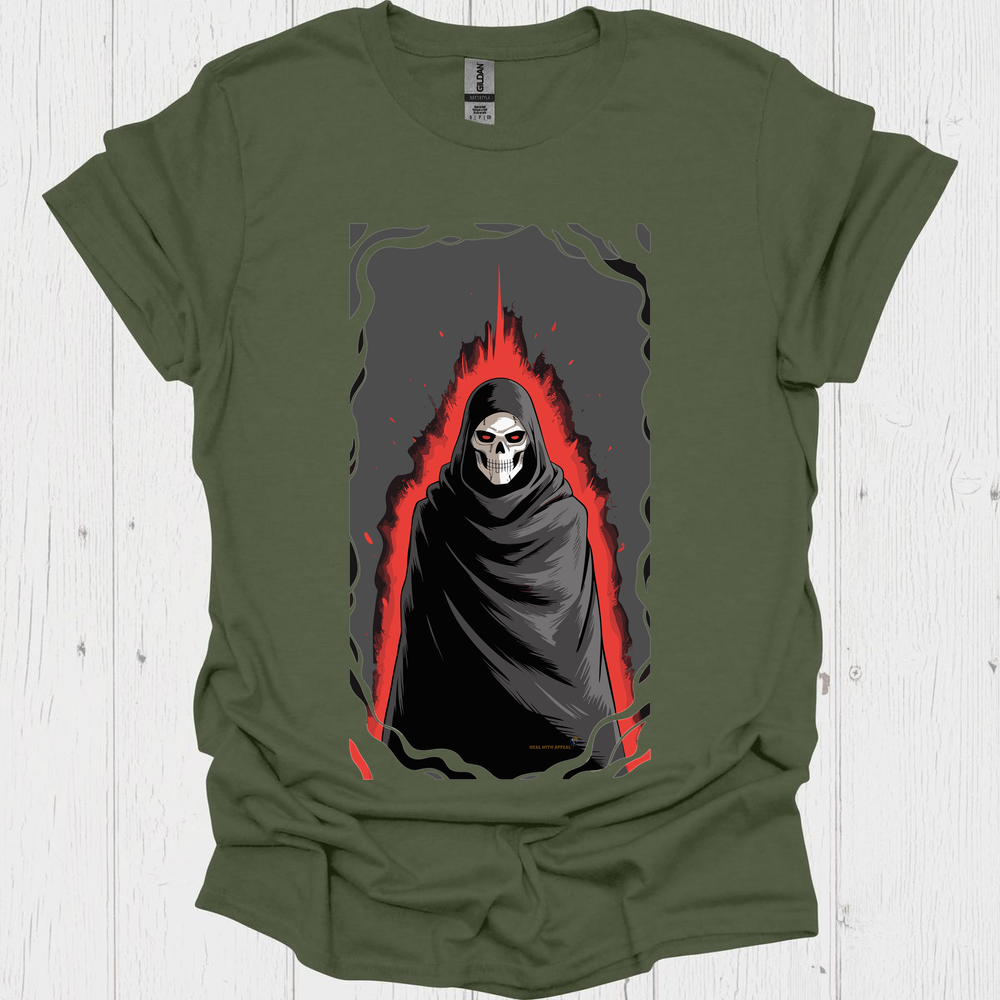 Dark Anime Mage Anime T Shirt Graphic V1b - Heather Military Green