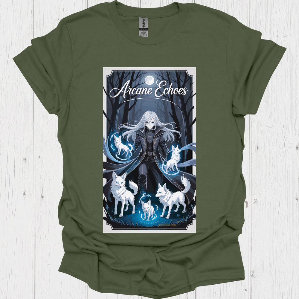 Dark Female Anime T Shirt V1 - Heather Military Green