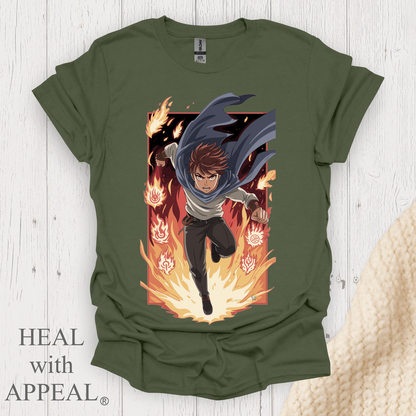 Punk Anime Unisex T Shirt V1 - Heather Military Green