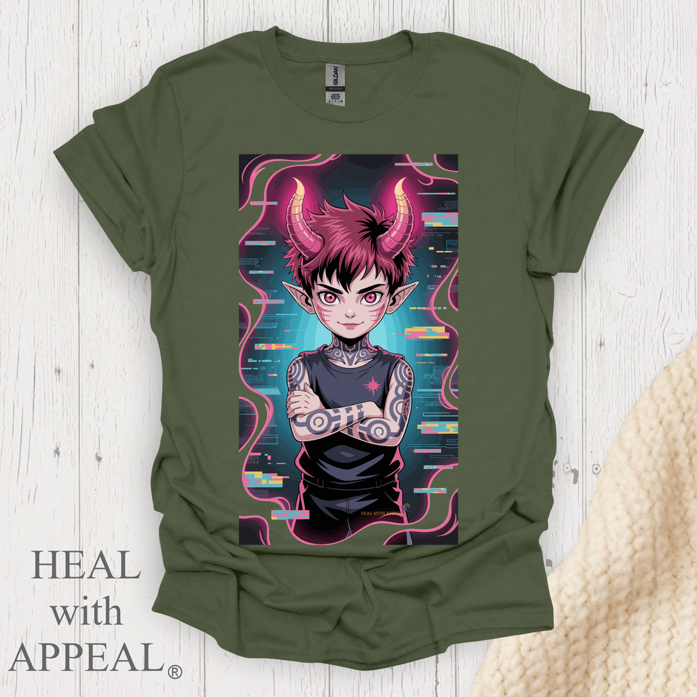 Punk Anime Unisex T Shirt V4 - Heather Military Green