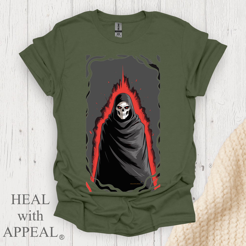 Dark Anime Mage Anime T Shirt Graphic V1b - Heather Military Green