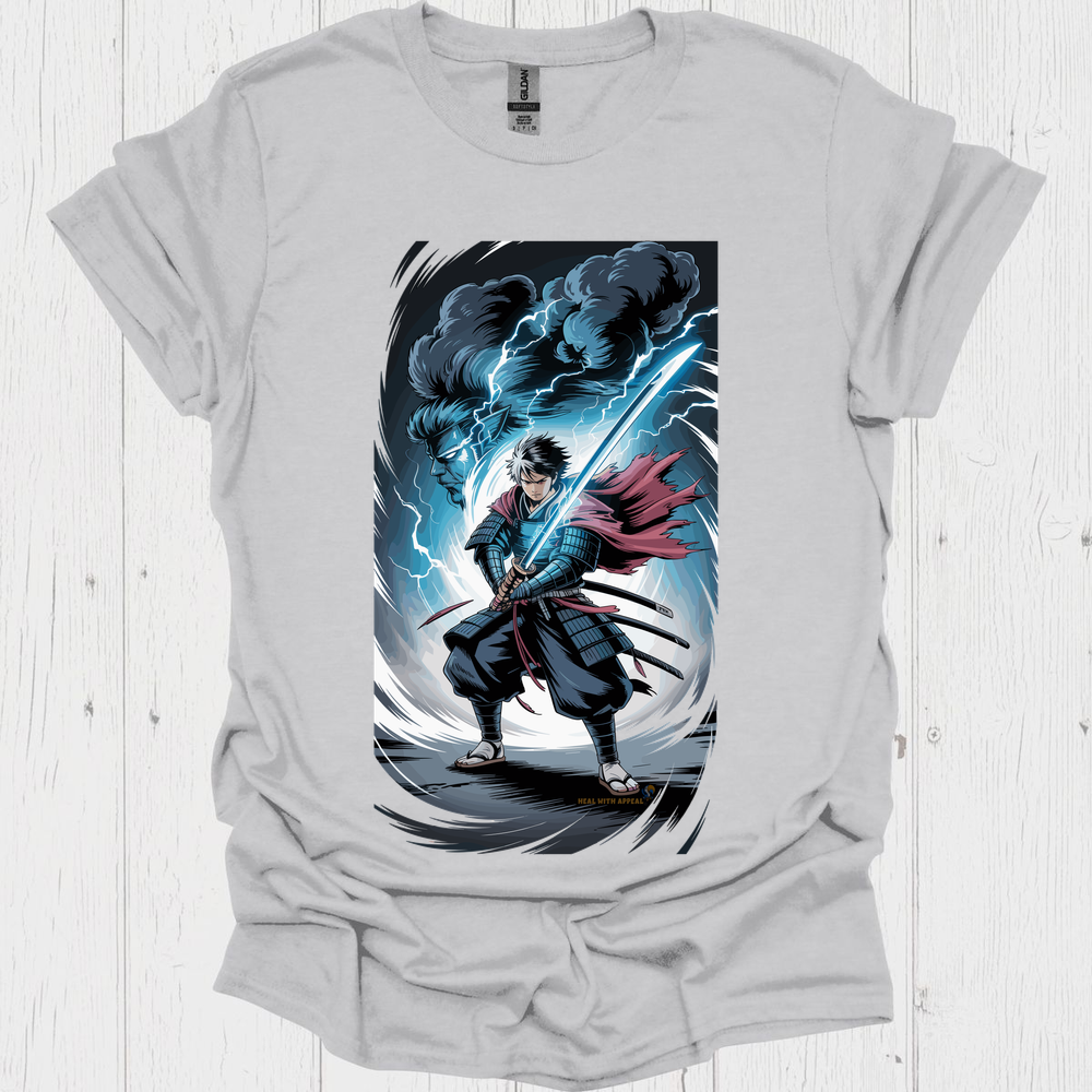 Anime Warrior T Shirt V9 - Ice Grey