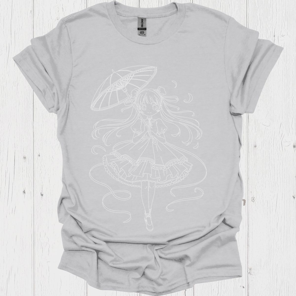 Female Anime Unisex T Shirt Graphic V1b - Ice Grey