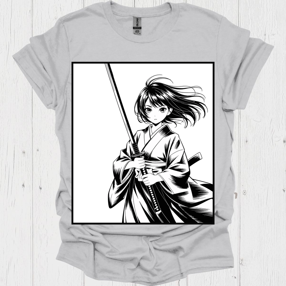 Female Anime Unisex T Shirt Graphic V3 - Ice Grey