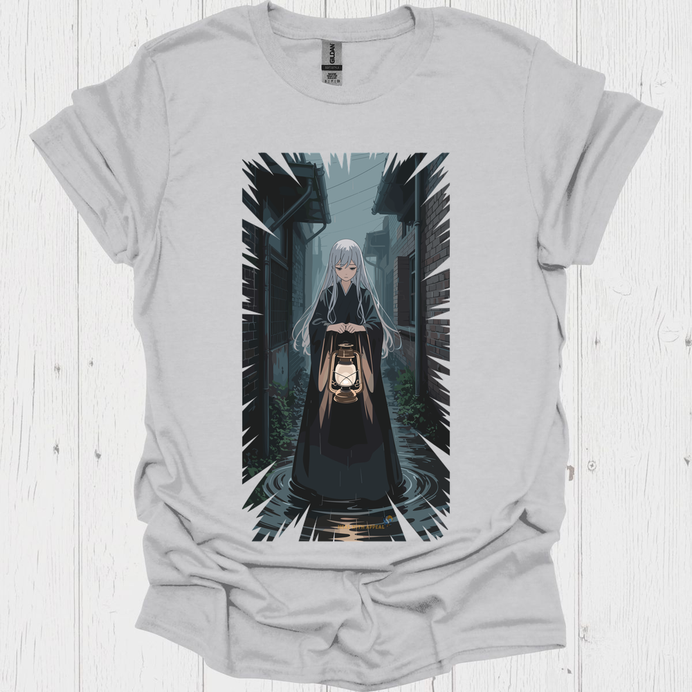 Ghostly Anime Girl T Shirt V1 - Ice Grey