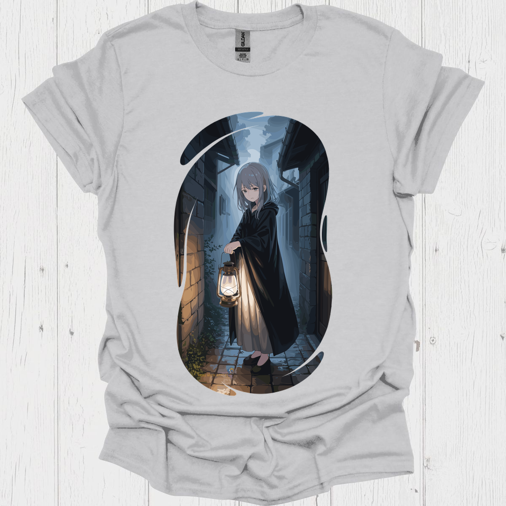 Ghostly Anime Girl T Shirt V2 - Ice Grey