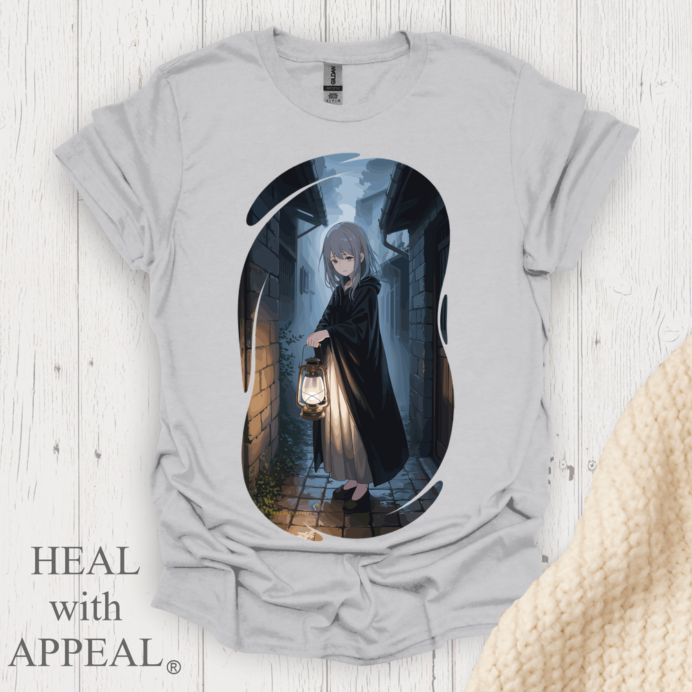 Ghostly Anime Girl T Shirt V2 - Ice Grey