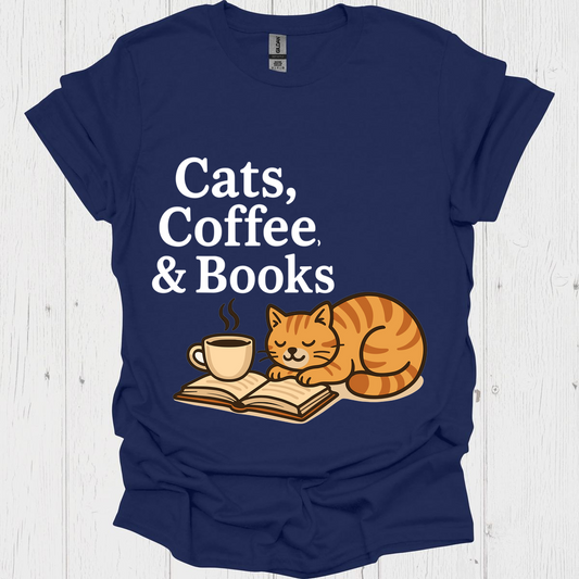 Cats Coffee Books B - Navy