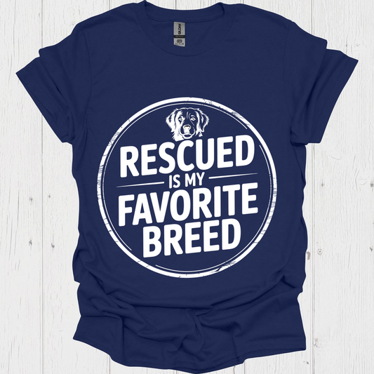 Rescued Is My Favoite Breed V7b - Navy