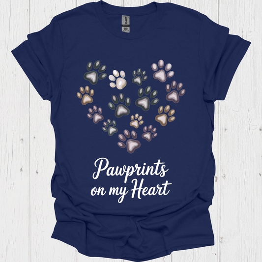 Pawprints On My Heart V2b - Navy