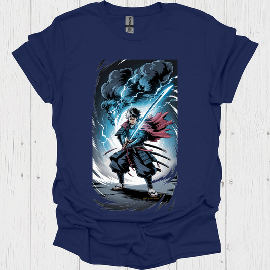Anime Warrior T Shirt V9 - Navy