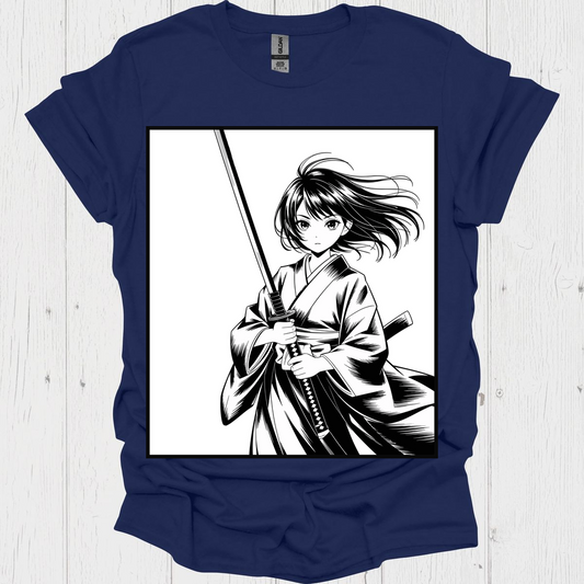 Female Anime Unisex T Shirt Graphic V3 - Navy