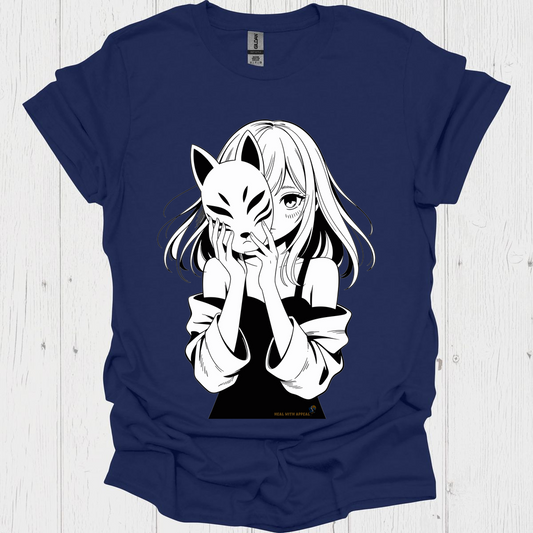 Female Anime Unisex T Shirt Graphic V4 - Navy