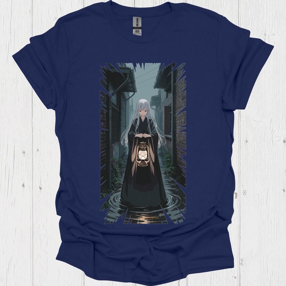 Ghostly Anime Girl T Shirt V1 - Navy