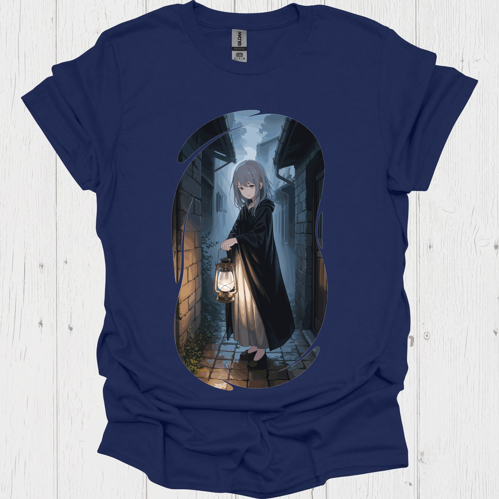 Ghostly Anime Girl T Shirt V2 - Navy