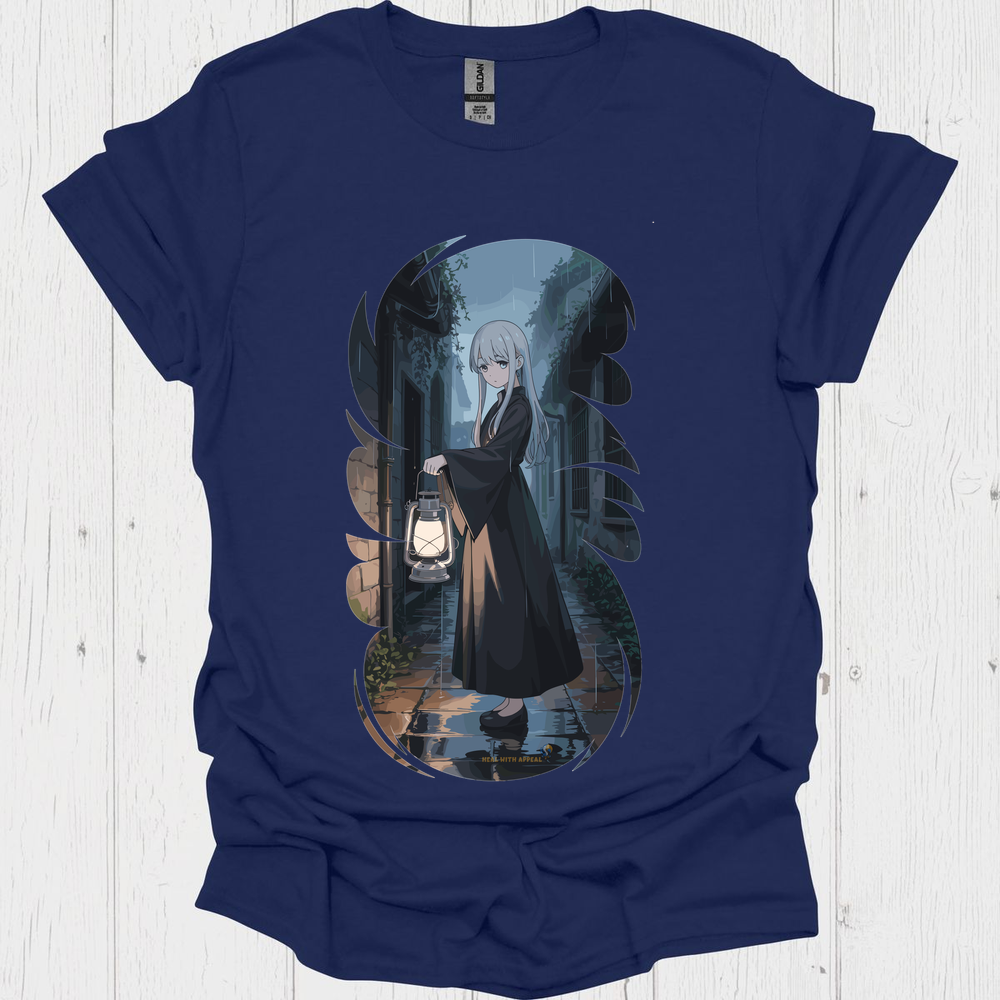 Ghostly Anime Girl T Shirt V3 - Navy