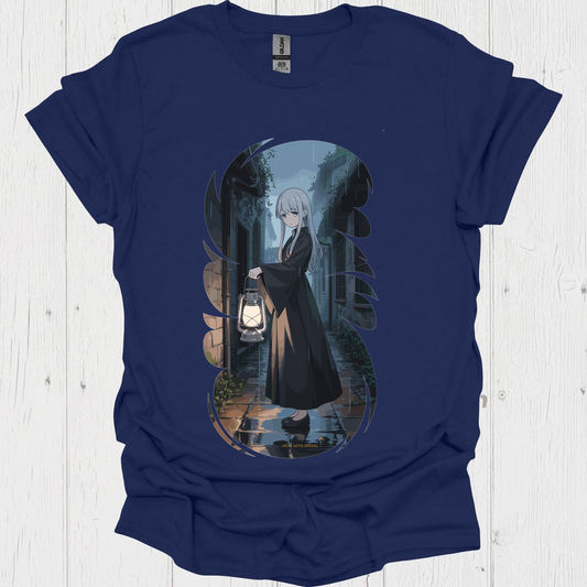 Ghostly Anime Girl T Shirt V3 - Navy