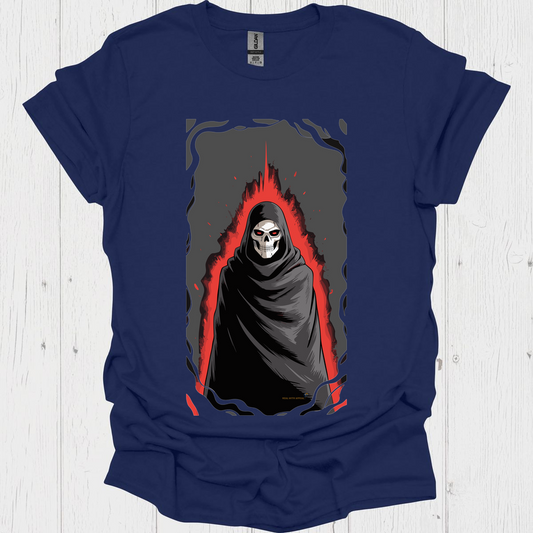 Dark Anime Mage Anime T Shirt Graphic V1b - Navy