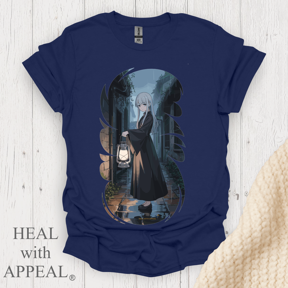 Ghostly Anime Girl T Shirt V3 - Navy
