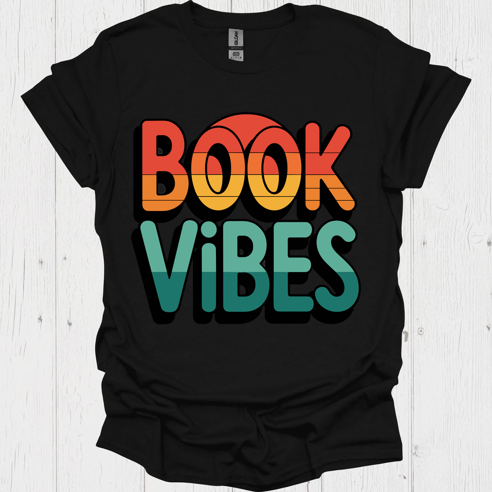 Book Vibes V2, Vintage Retro Colors Book Lover T-Shirt