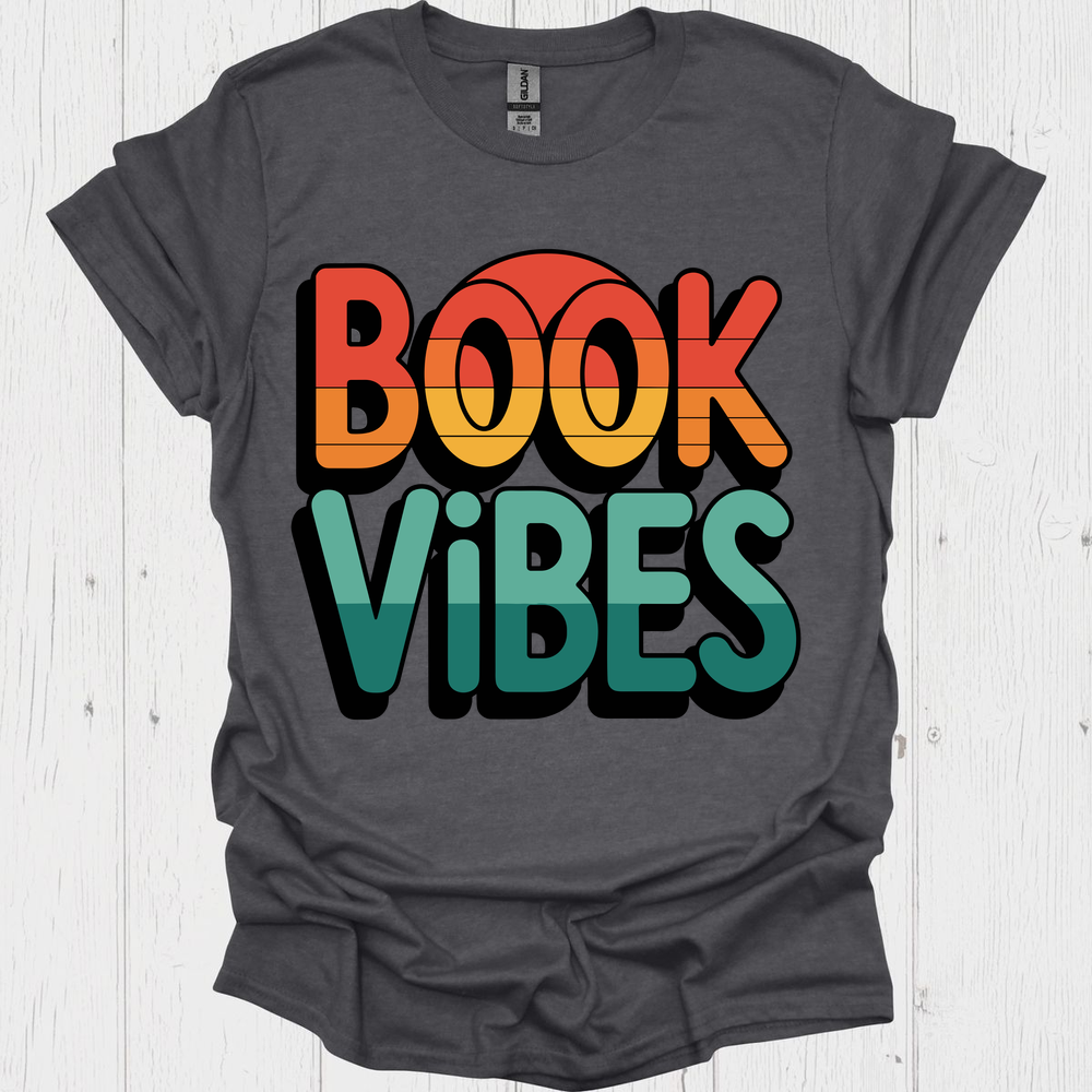 Book Vibes V2, Vintage Retro Colors Book Lover T-Shirt