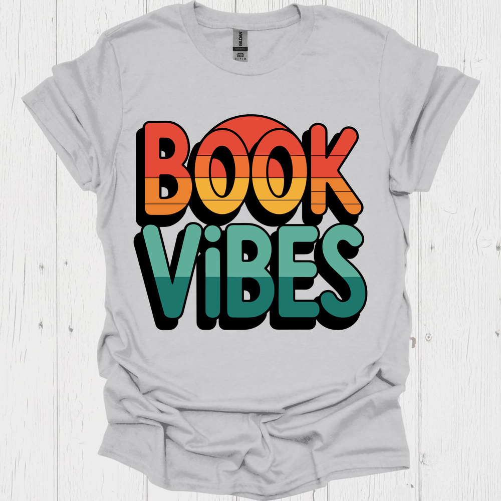 Book Vibes V2, Vintage Retro Colors Book Lover T-Shirt
