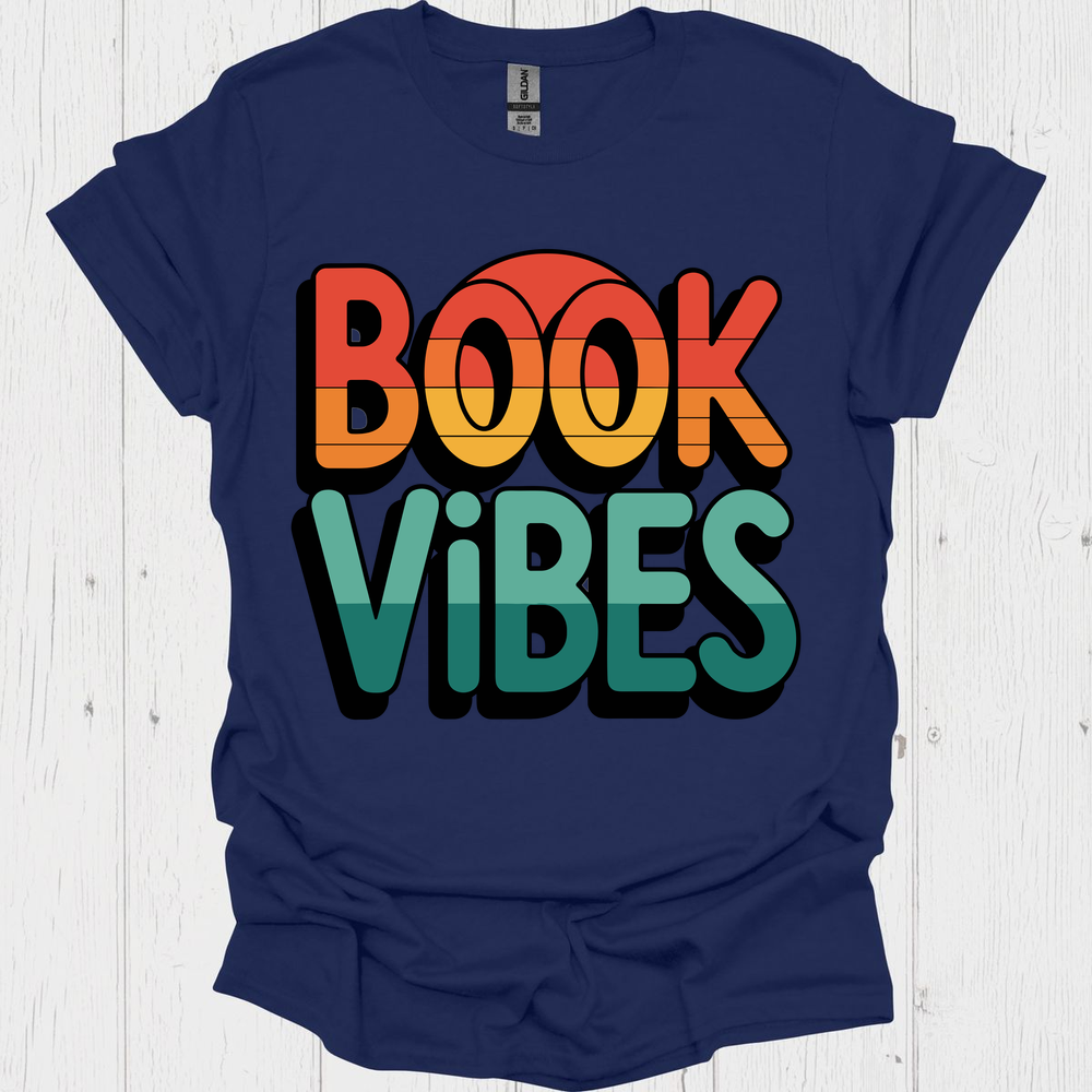 Book Vibes V2, Vintage Retro Colors Book Lover T-Shirt