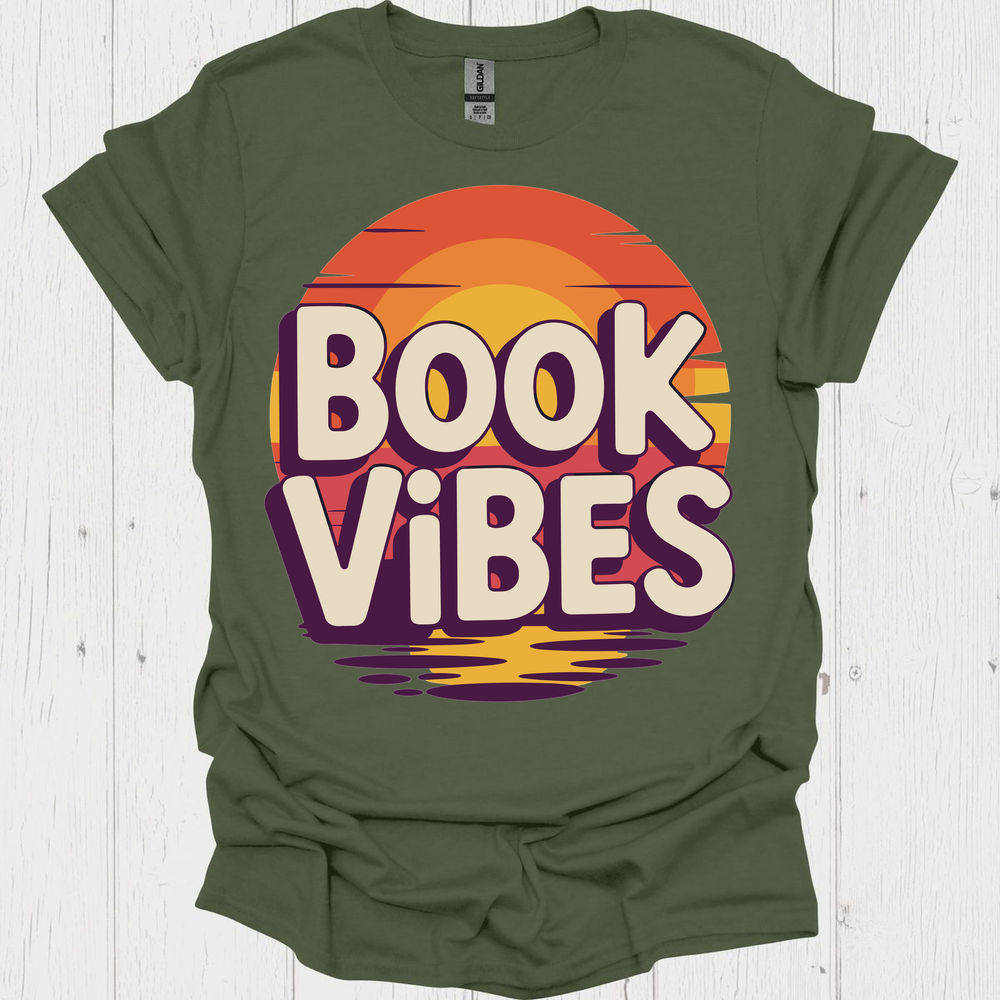 Book Vibes V3, Vintage Retro Colors Book Lover T-Shirt