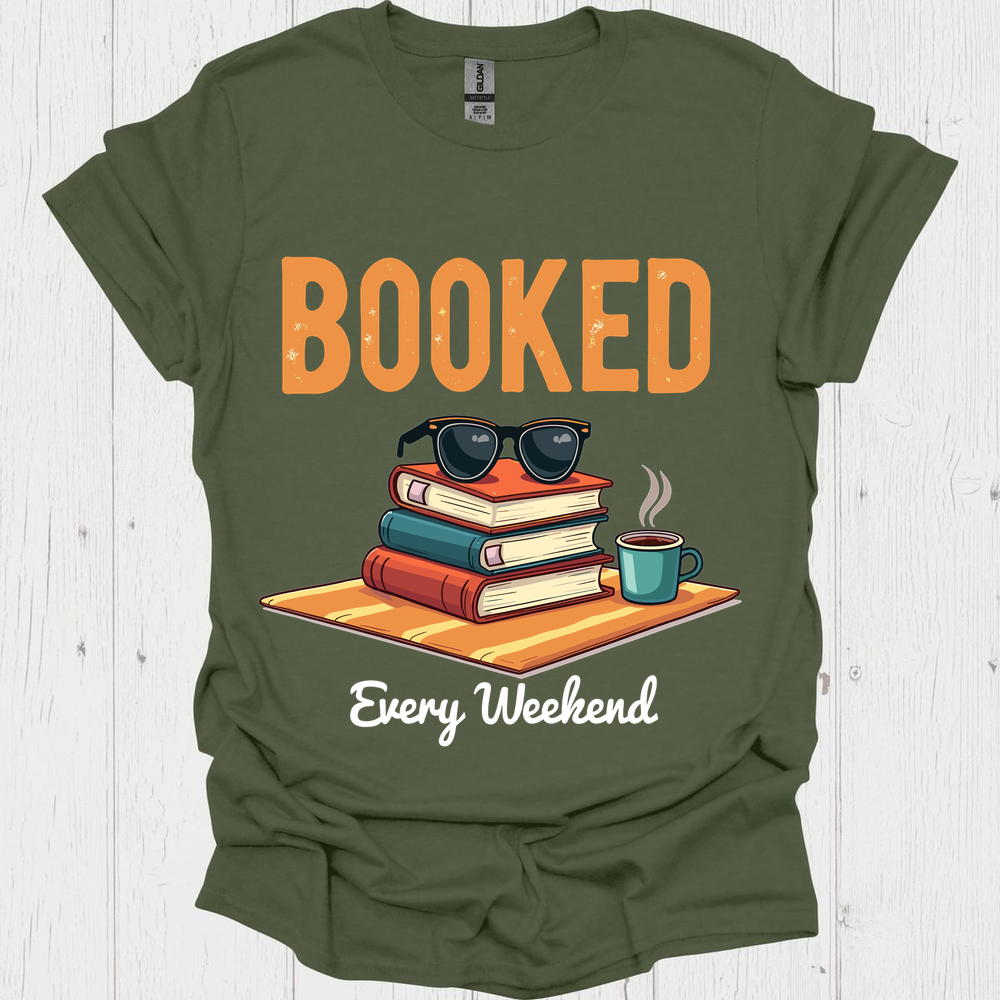 Booked Every Weekend V1, funny t shirts for book lovers