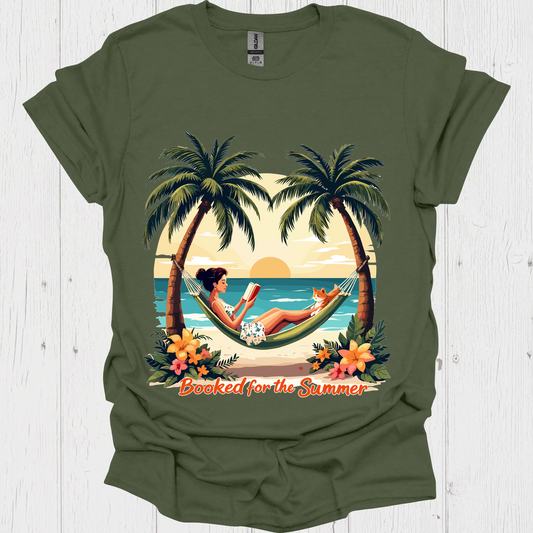 Booked For Summer V2b, Vintage Book Lover T-Shirt
