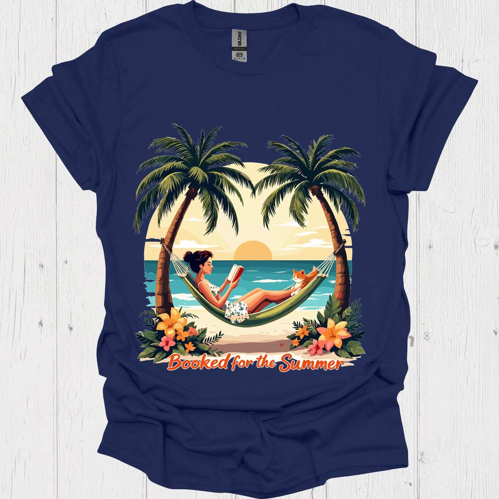 Booked For Summer V2b, Vintage Book Lover T-Shirt