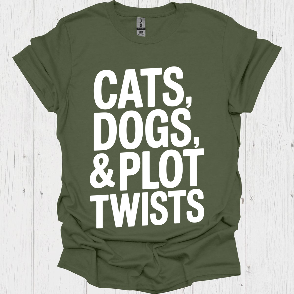 Cats Dogs And Plots 2b Pet Lover T-Shirt Book Lovers  & Pet Lovers T-Shirt