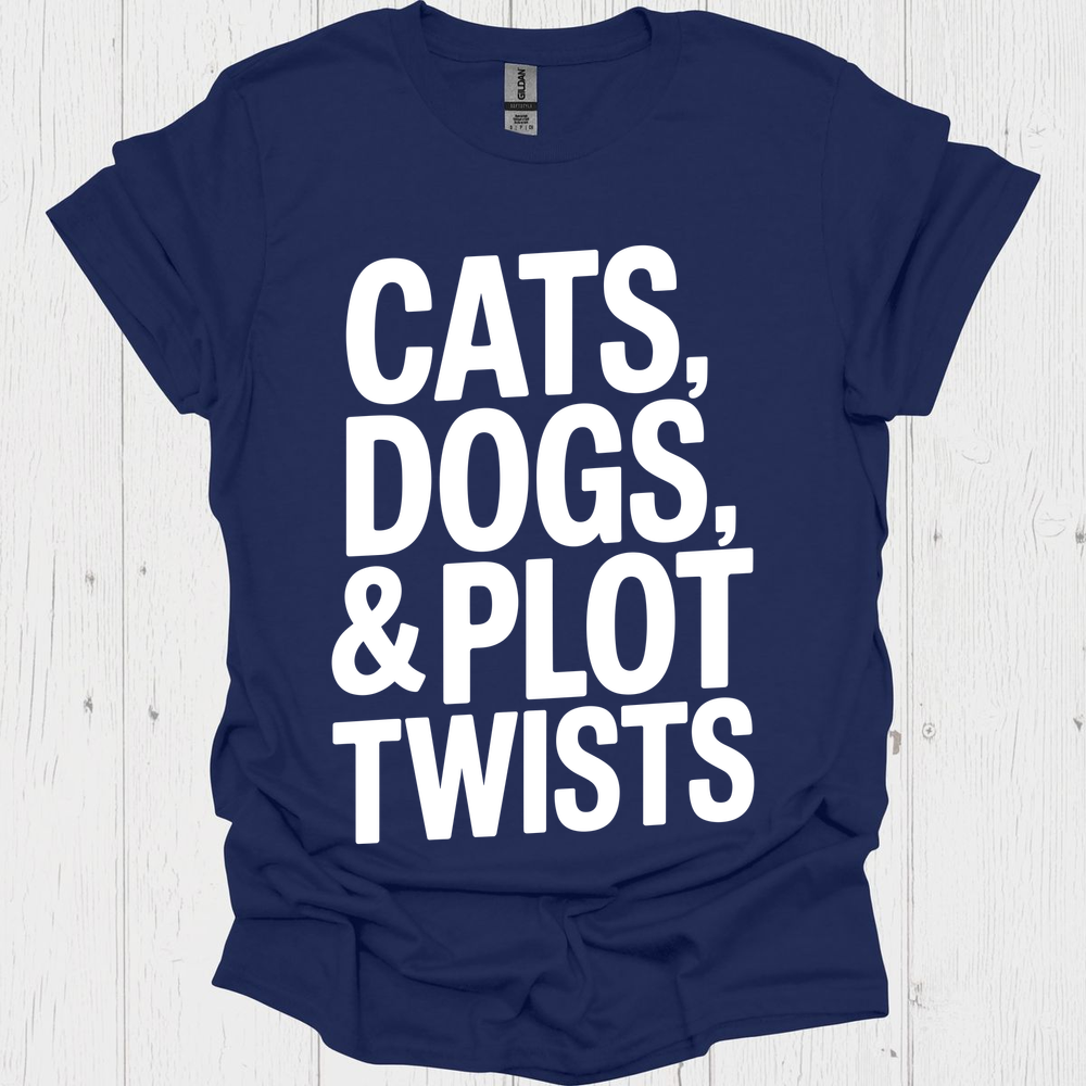 Cats Dogs And Plots 2b Pet Lover T-Shirt Book Lovers  & Pet Lovers T-Shirt