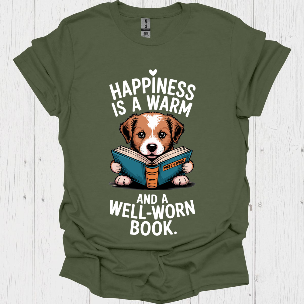 Happiness A Well Worn Book V1b Funnyy Pet Lovers T-Shirt