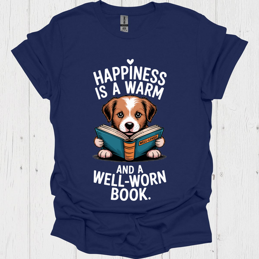 Happiness A Well Worn Book V1b Funnyy Pet Lovers T-Shirt