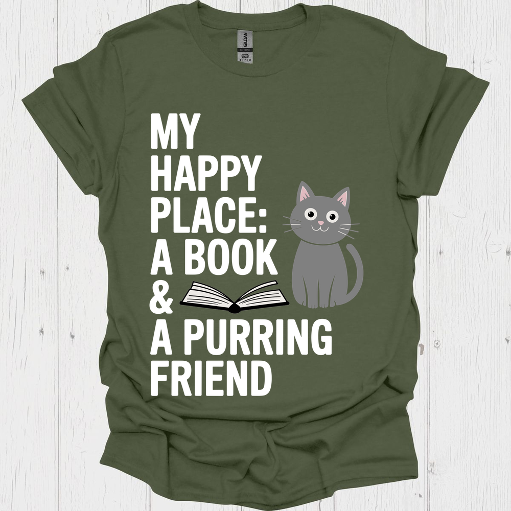 Happy Place Purring Friend 1b Pet Lover T-Shirt