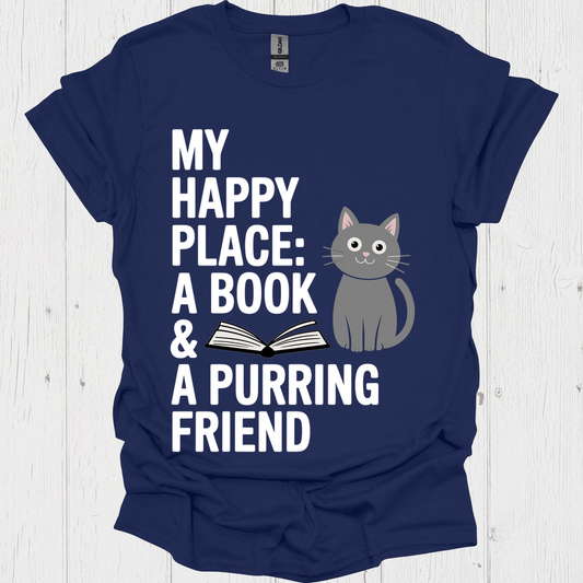 Happy Place Purring Friend 1b Pet Lover T-Shirt