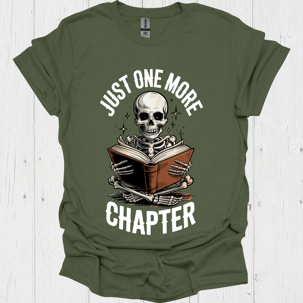 Just One More Chapter Skeleton Reader V1b Book Lover T-Shirt