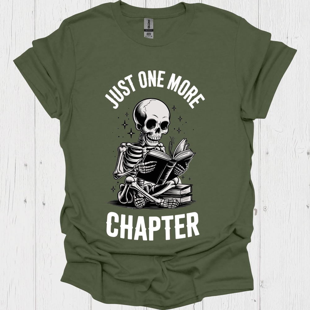 Just One More Chapter Skeleton Reader V4b Book Lover T-Shirt