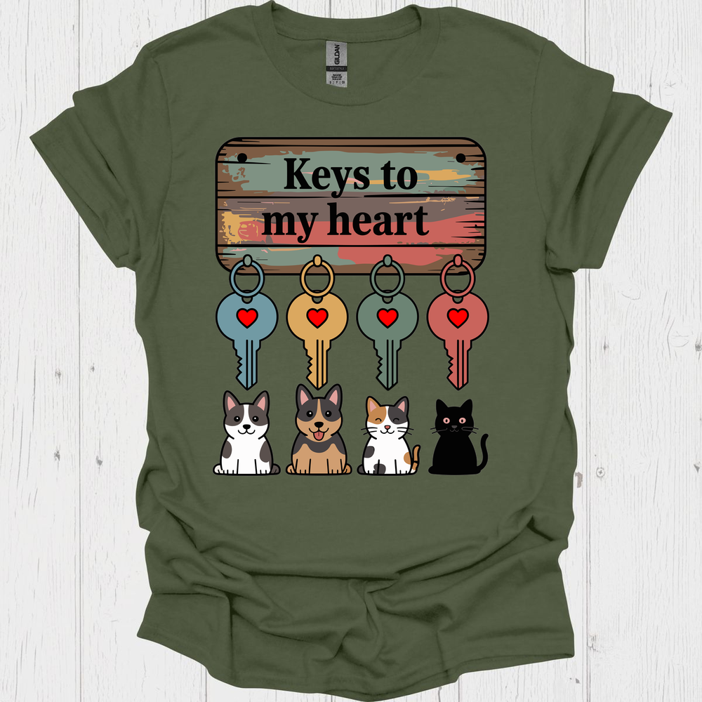 Keys To My Heart V3b, Dog Lover Cat Lover Shirt