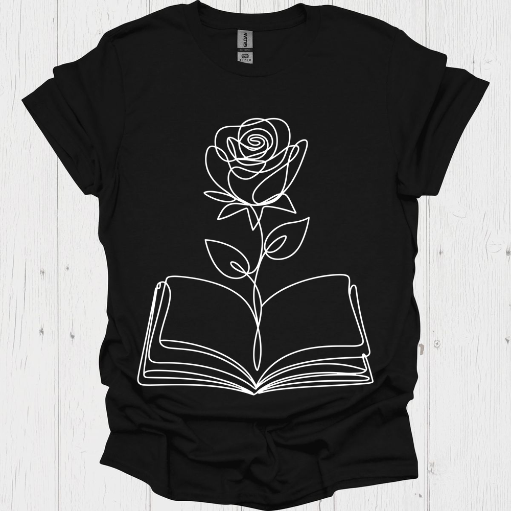 Line Art Floral Book V5b Book Lover T-Shirt