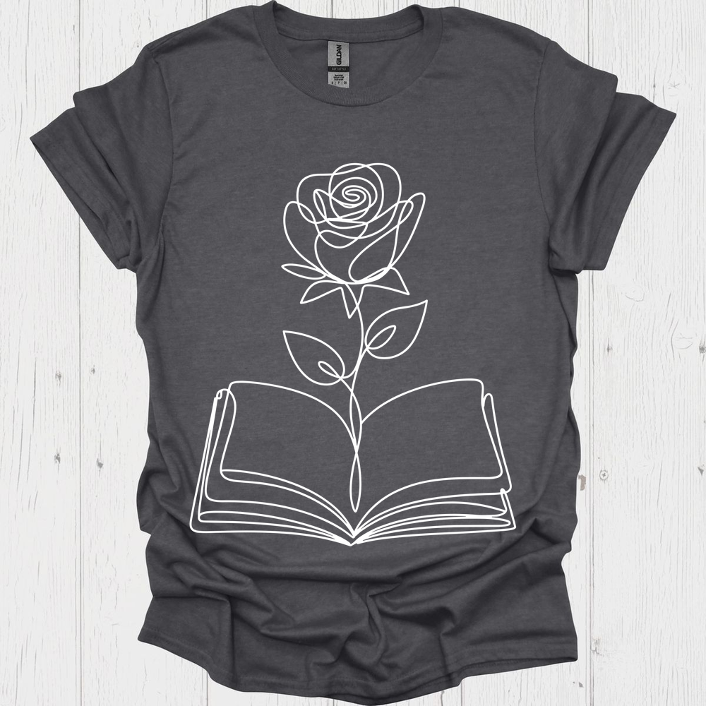 Line Art Floral Book V5b Book Lover T-Shirt
