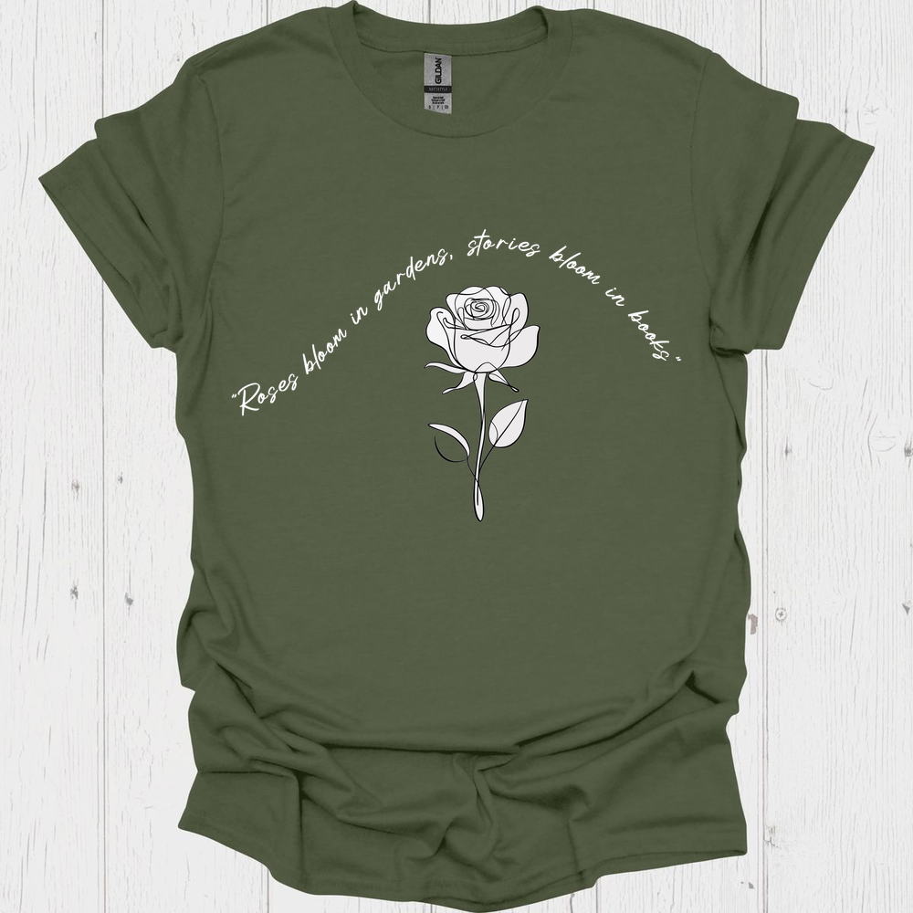 Line Art Floral Book V6b Book Lover T-Shirt