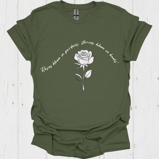 Line Art Floral Book V6b Book Lover T-Shirt