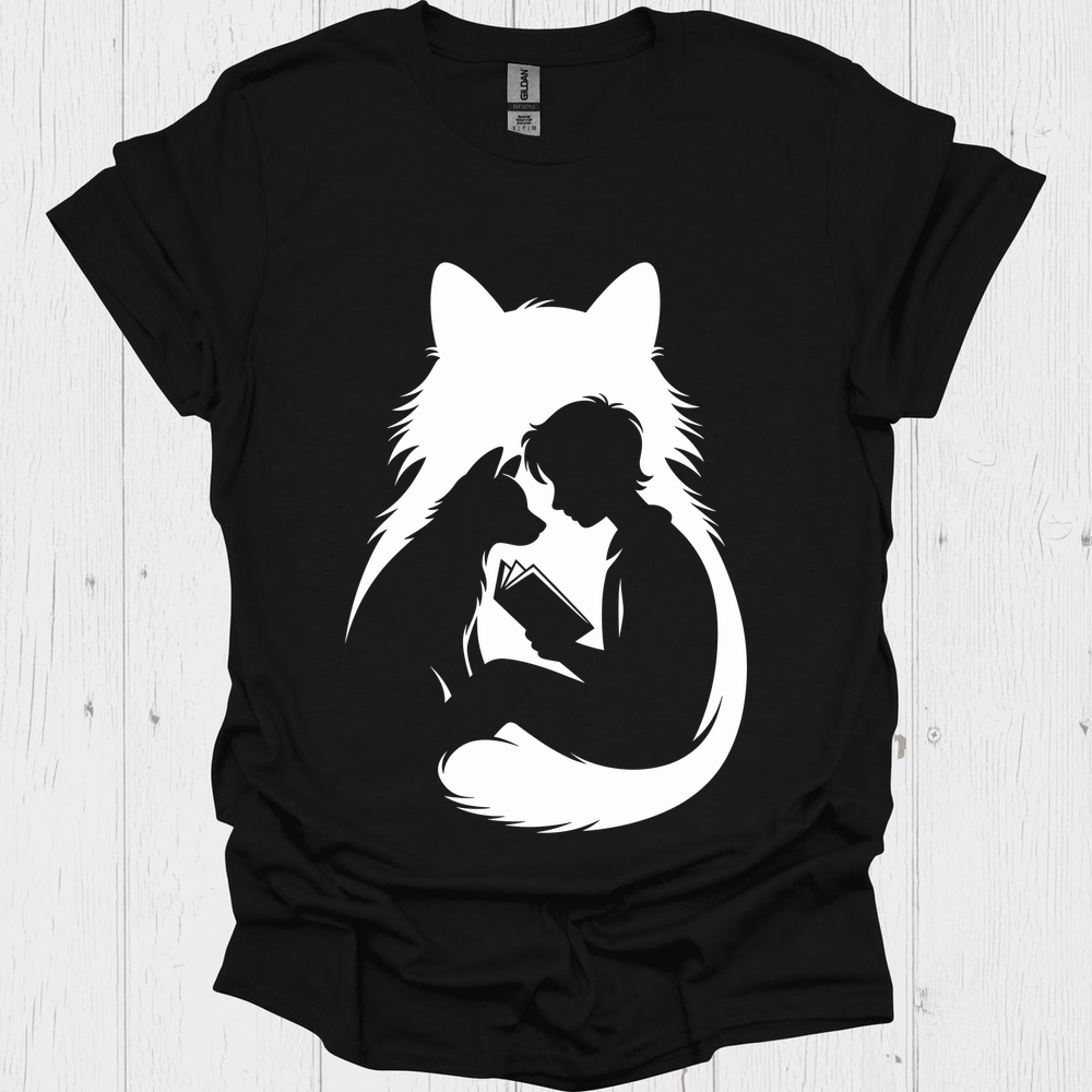 Silhoutte Reader Cat N Dog V1, Pet Lovers T-Shirt
